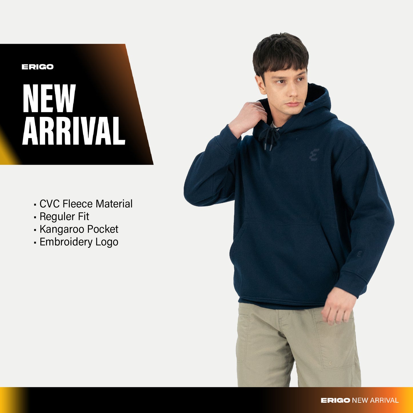Erigo Hoodie Embro Niven Navy - Jaket Hoodie Unisex