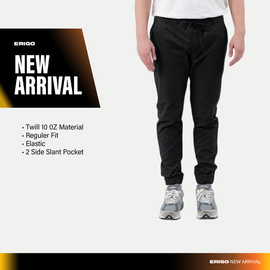 Erigo Jogger Pants Flexi Fit Gaus Black - Celana Panjang Jogger Unisex