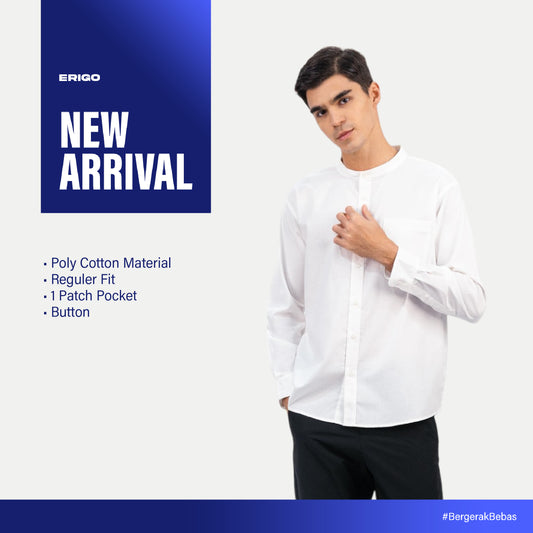 Erigo Shanghai Long Sleeve Basic Firdaus Off White - Kemeja Koko Lengan Panjang Unisex