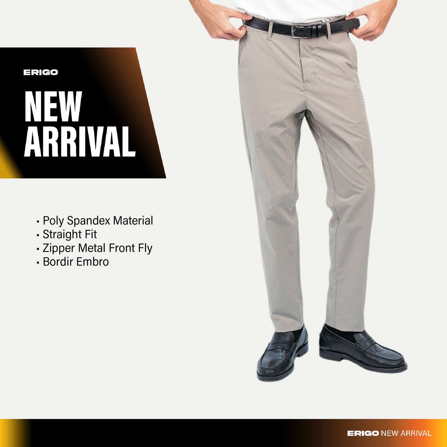 Erigo Relax Chino Pants Evgeni Oyster Grey - Celana Panjang Relax Unisex
