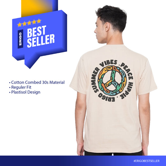 Erigo T-Shirt Peace Hippie Khaki Unisex
