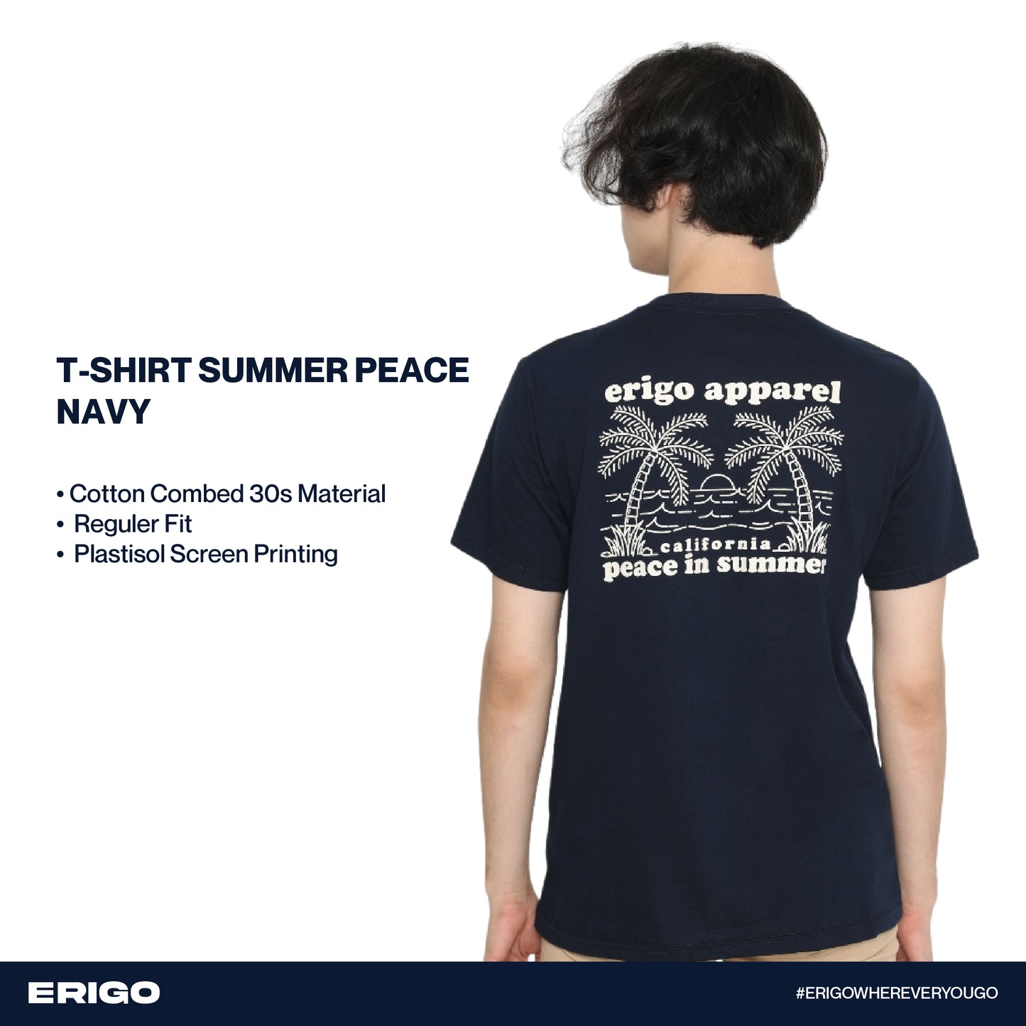 Erigo T-Shirt Summer Peace Navy Unisex