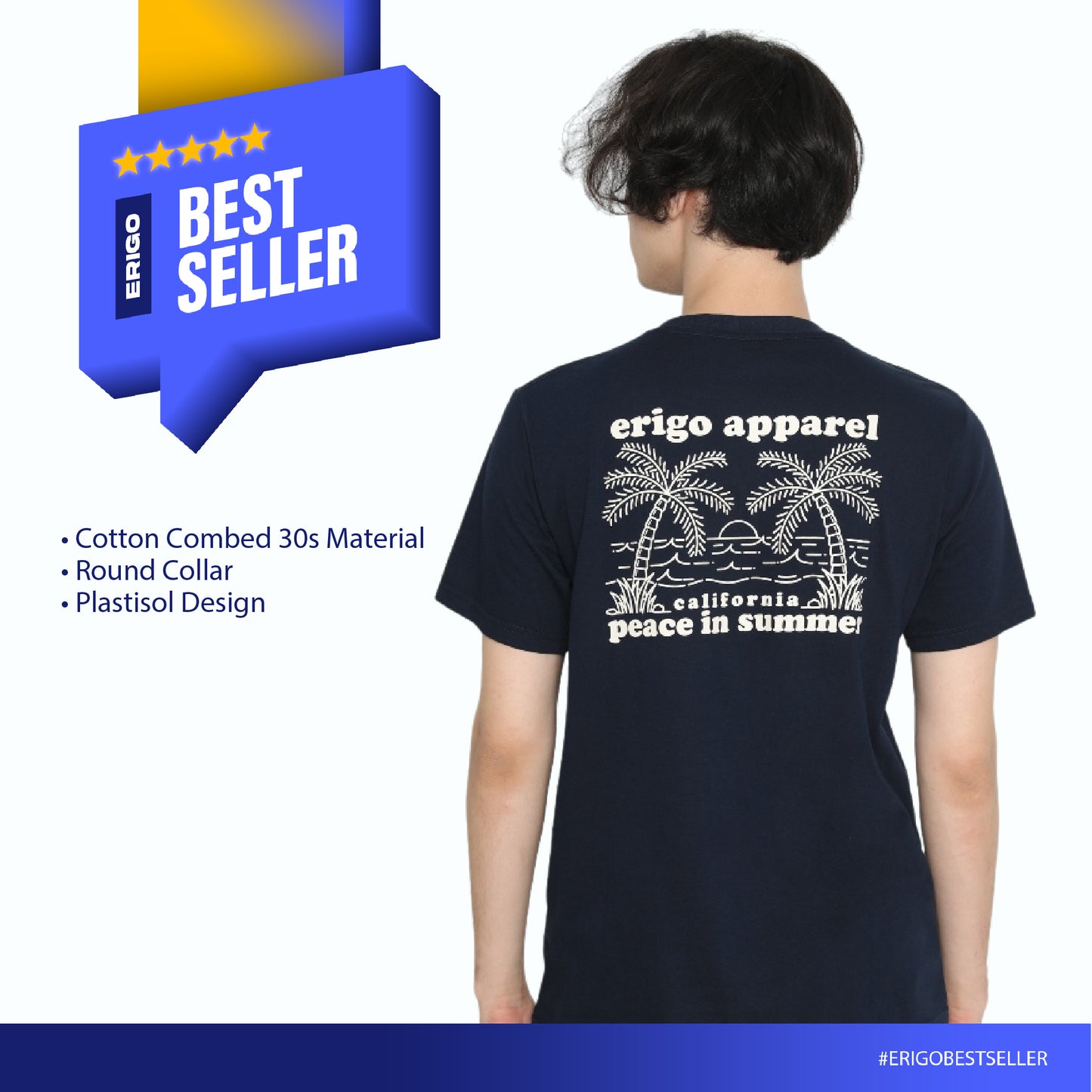 Erigo T-Shirt Summer Peace Navy Unisex
