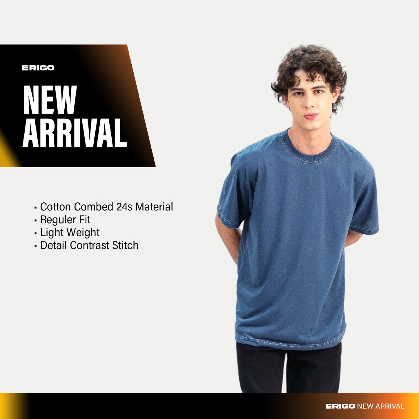 Erigo T-Shirt Contrast Stitch Vanku Blue - Kaos Unisex