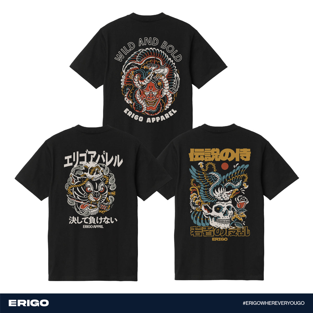Erigo T-Shirt Oversize Buy 1 Get 3 Bundling 3 Vol 2 | Sadamichi Black, Seishiro Black, Sairo Black