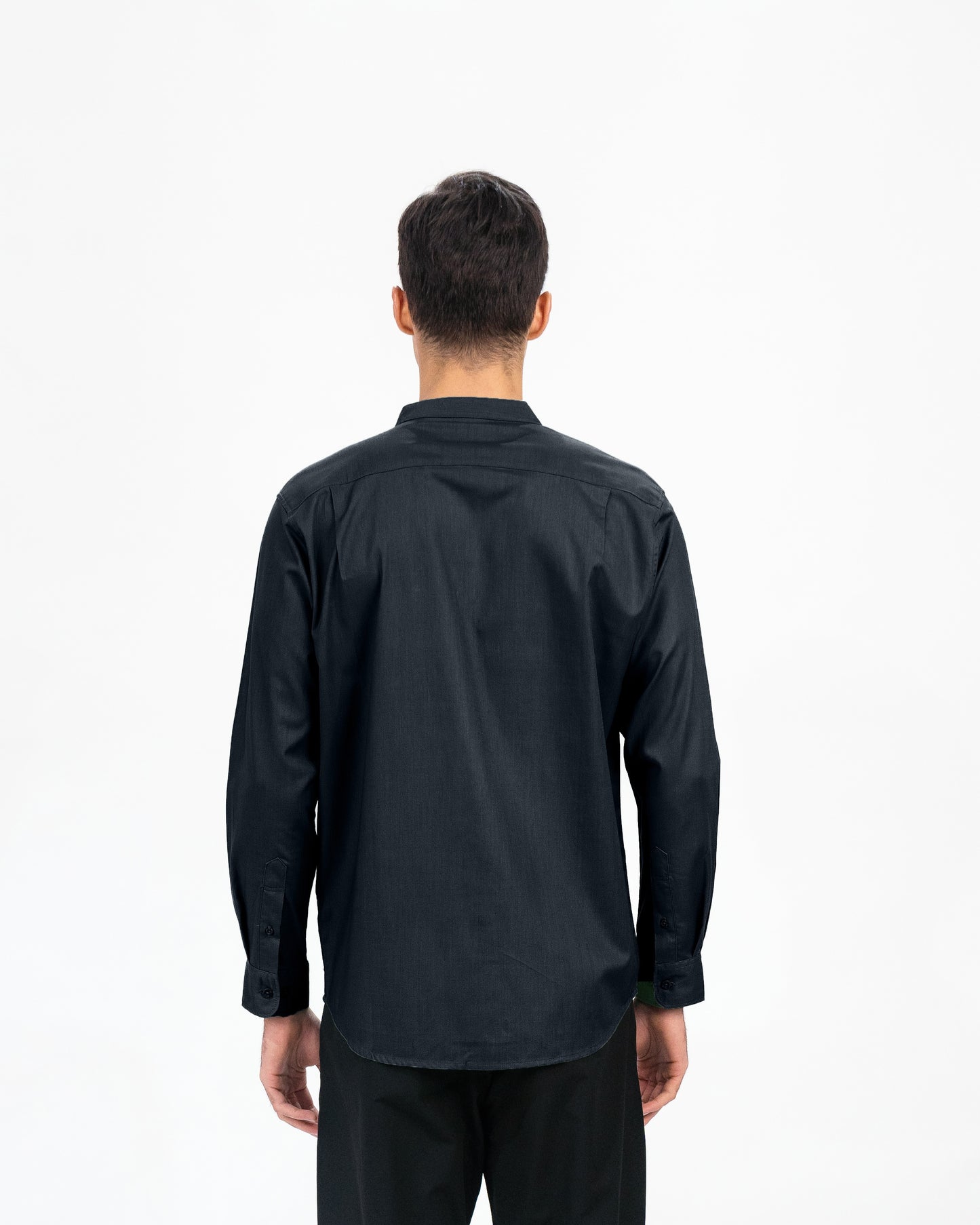 Erigo Shanghai Long Sleeve Basic Fathian Black - Kemeja Koko Lengan Panjang Unisex