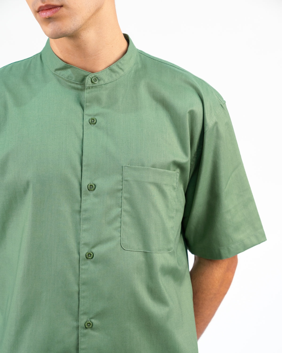 Erigo Shanghai Short Sleeve Basic Farhan Sage Green - Kemeja Koko Lengan Pendek Unisex