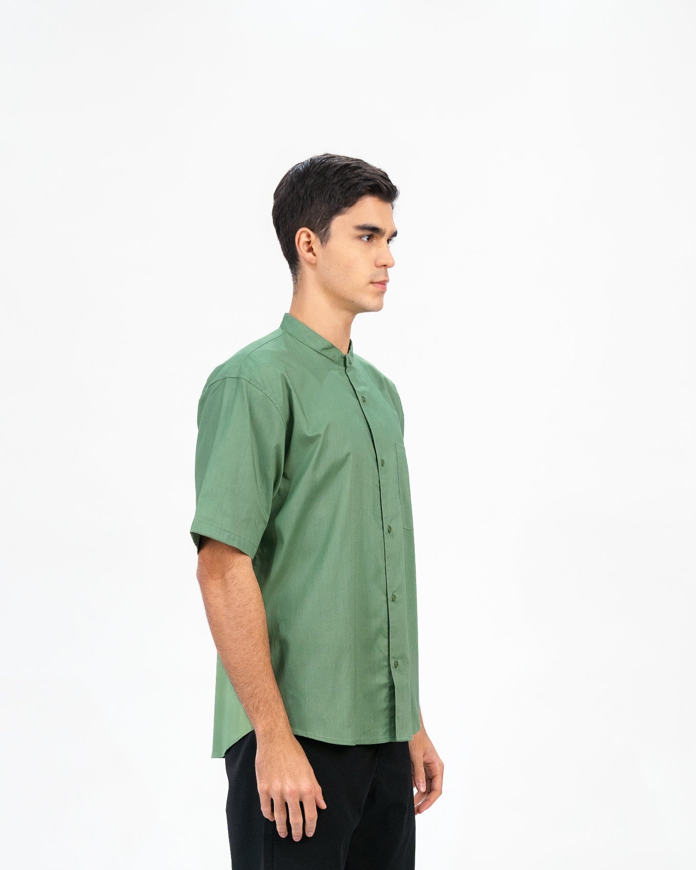 Erigo Shanghai Short Sleeve Basic Farhan Sage Green - Kemeja Koko Lengan Pendek Unisex