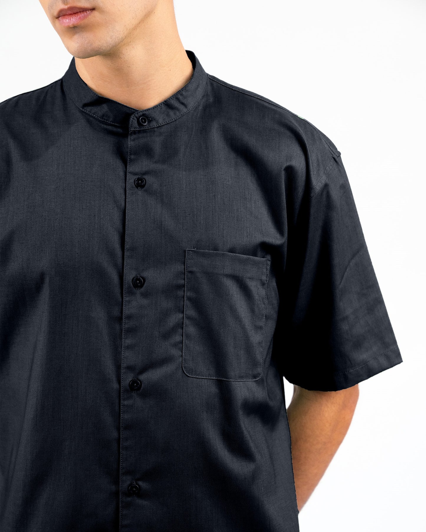 Erigo Shanghai Short Sleeve Basic Fatih Black - Kemeja Koko Lengan Pendek Unisex