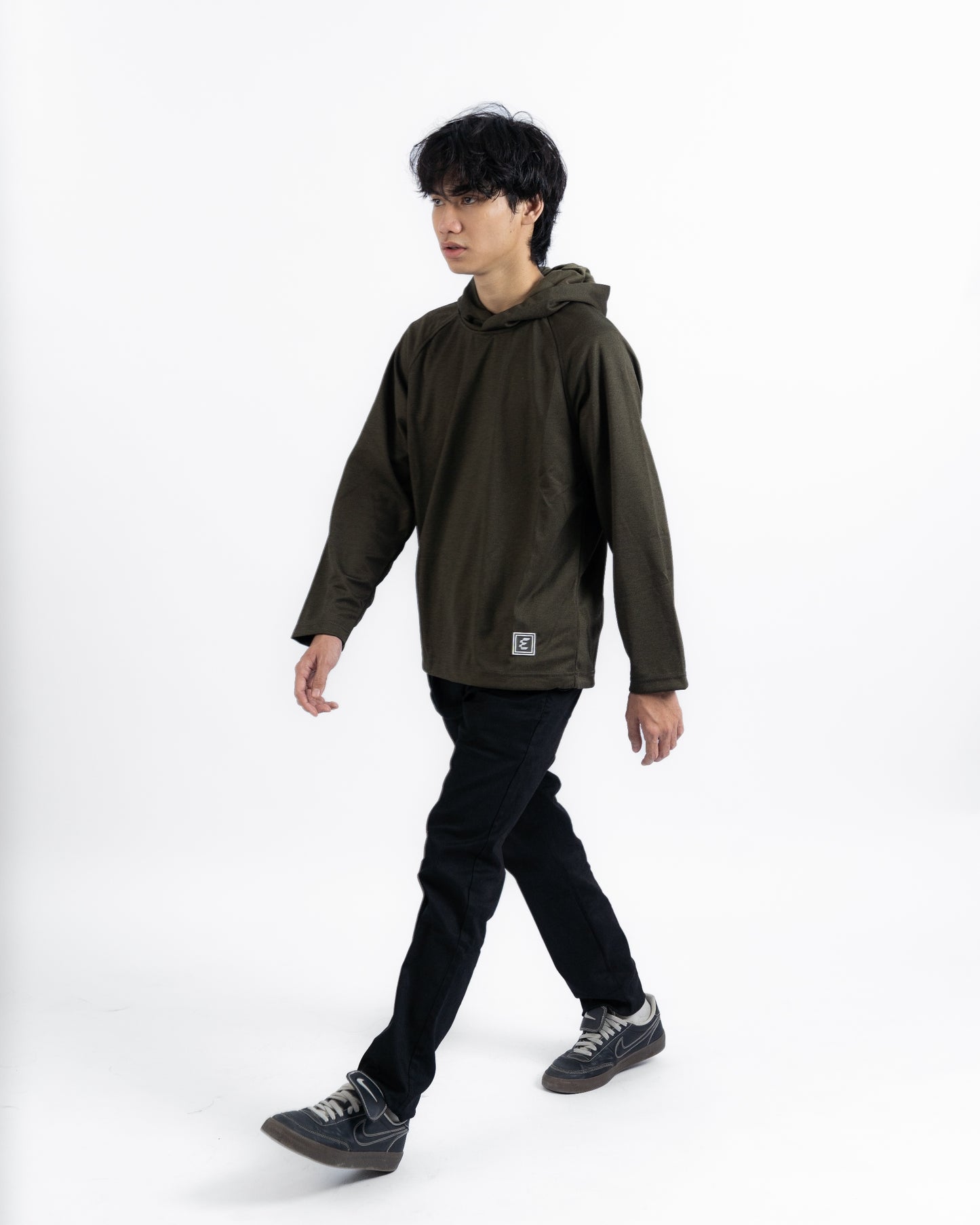 Erigo Long Sleeve Hoodie Tees Marco Olive - Kaos Hoodie Lengan Panjang Unisex