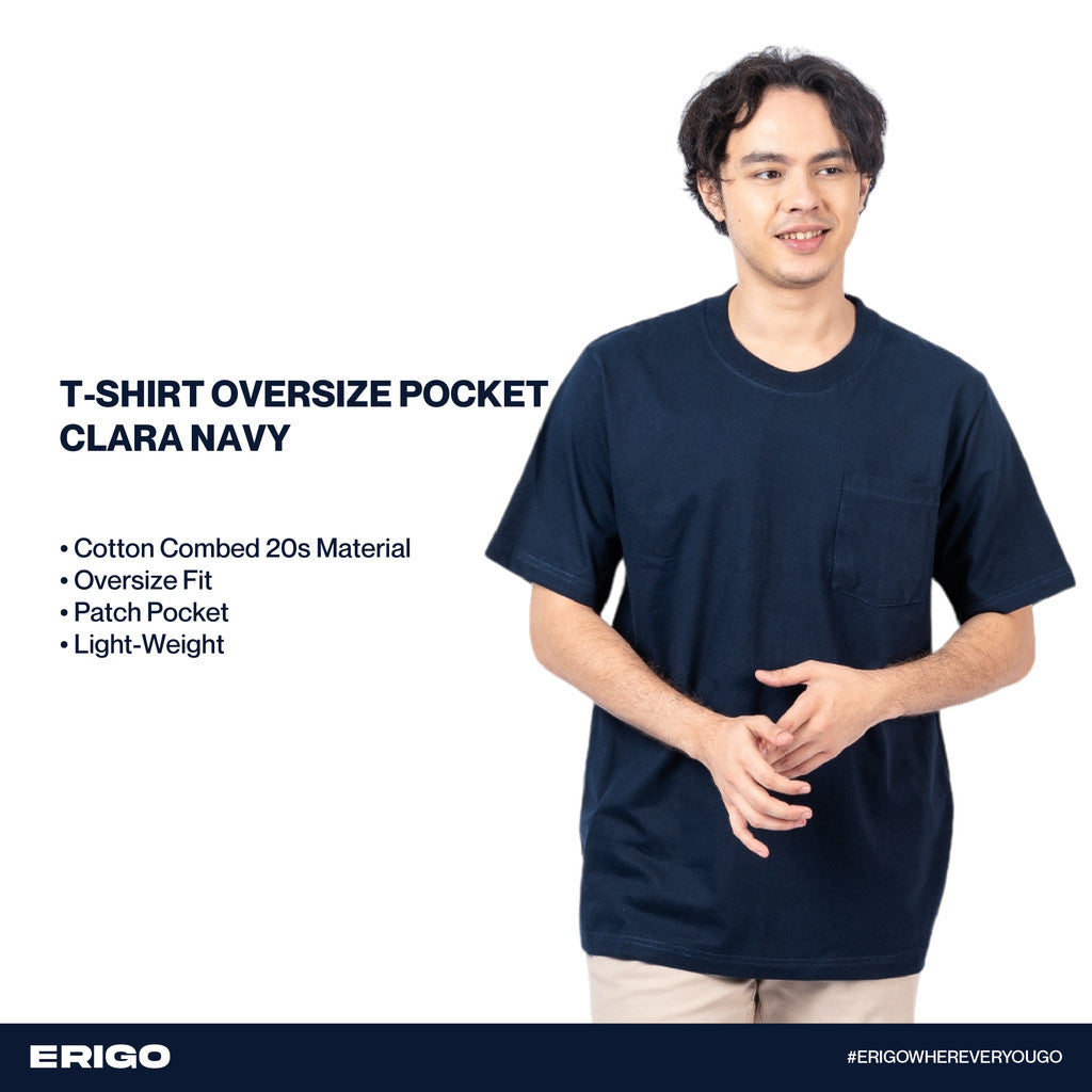 Erigo T-Shirt Oversize Pocket Clara Navy Unisex