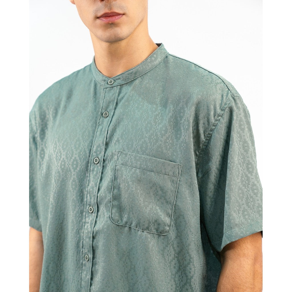 Erigo Shanghai Azzam Short Sleeve Green - Kemeja Koko Lengan Pendek Unisex
