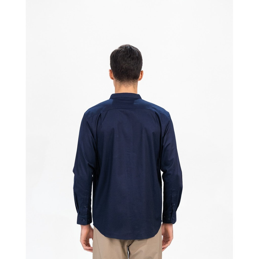 Erigo Shanghai Long Sleeve Basic Faaz Navy - Kemeja Koko Lengan Panjang Unisex