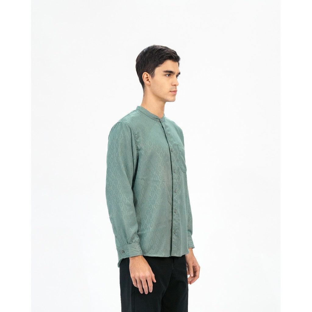 Erigo Shanghai Kahf Long Sleeve Green - Kemeja Koko Lengan Panjang Unisex