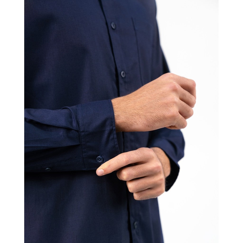 Erigo Shanghai Long Sleeve Basic Faaz Navy - Kemeja Koko Lengan Panjang Unisex