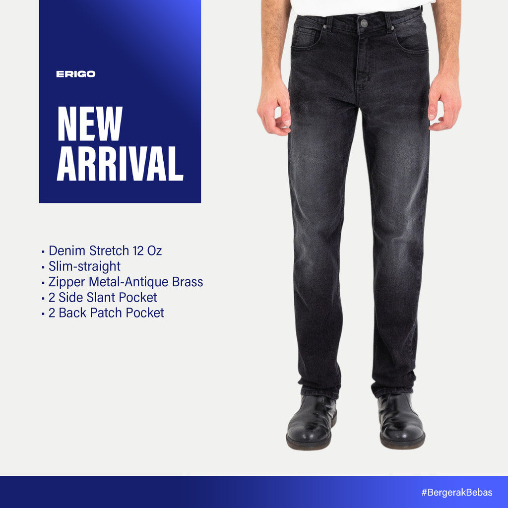 Erigo Denim Pants Eaton Black Whisker - Celana Panjang Denim Unisex