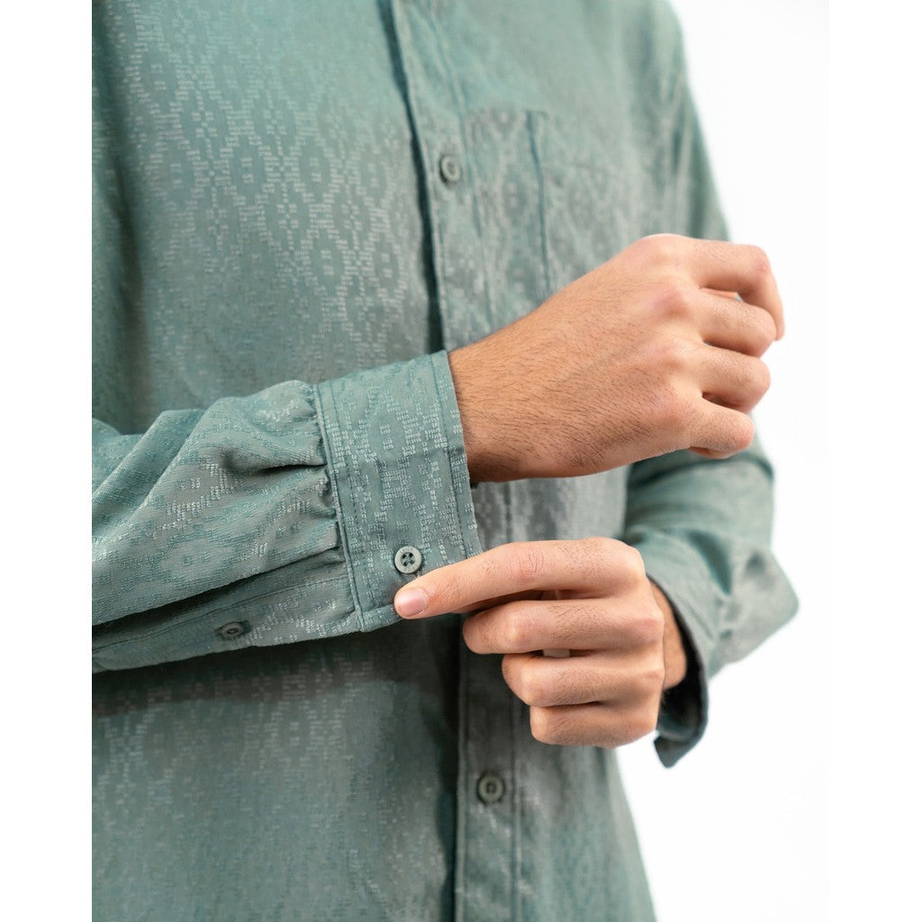 Erigo Shanghai Kahf Long Sleeve Green - Kemeja Koko Lengan Panjang Unisex
