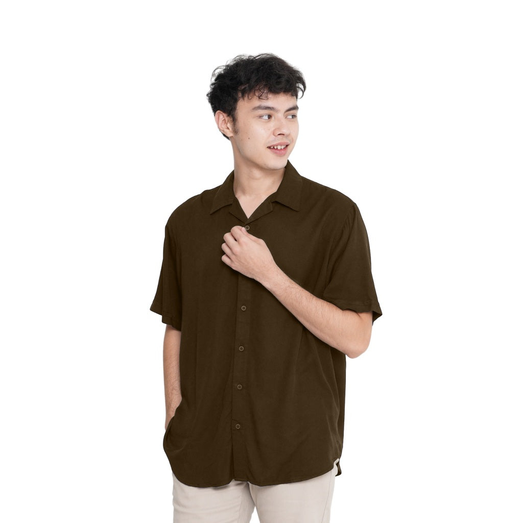 Erigo Short Shirt Deans Coffe Brown - Kemeja Lengan Pendek Rayon Unisex