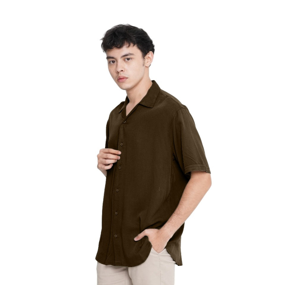 Erigo Short Shirt Deans Coffe Brown - Kemeja Lengan Pendek Rayon Unisex