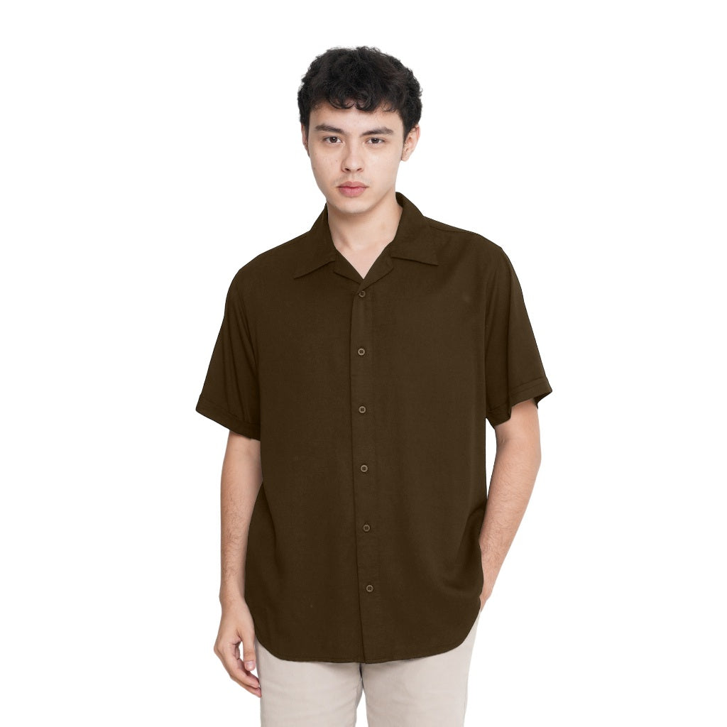 Erigo Short Shirt Deans Coffe Brown - Kemeja Lengan Pendek Rayon Unisex