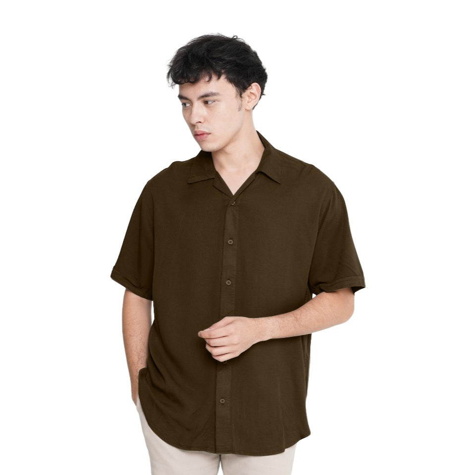 Erigo Short Shirt Deans Coffe Brown - Kemeja Lengan Pendek Rayon Unisex