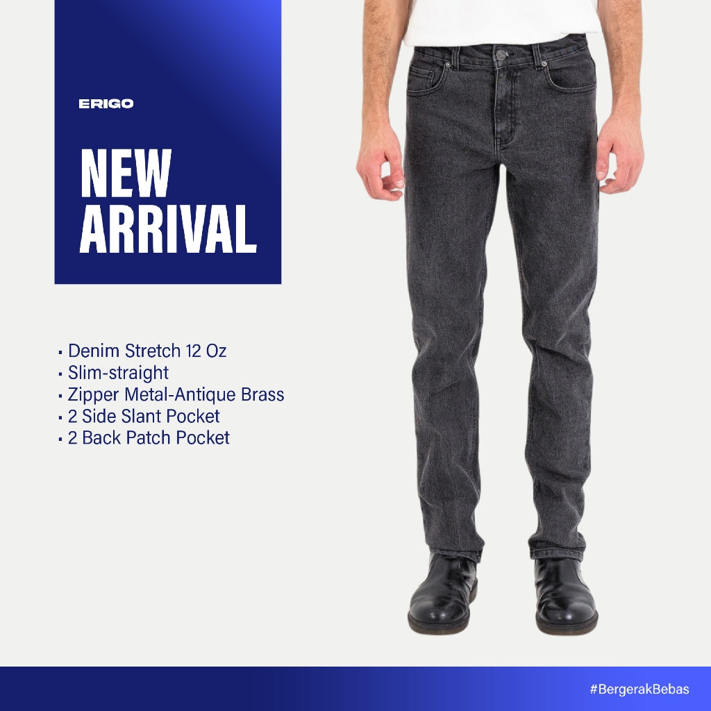 Erigo Denim Pants Eden Medium Black - Celana Panjang Denim Unisex