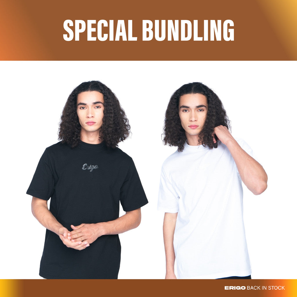 Erigo Bundling Paket Hemat T-Shirt Oversize Deval Black+ Delvin White Unisex