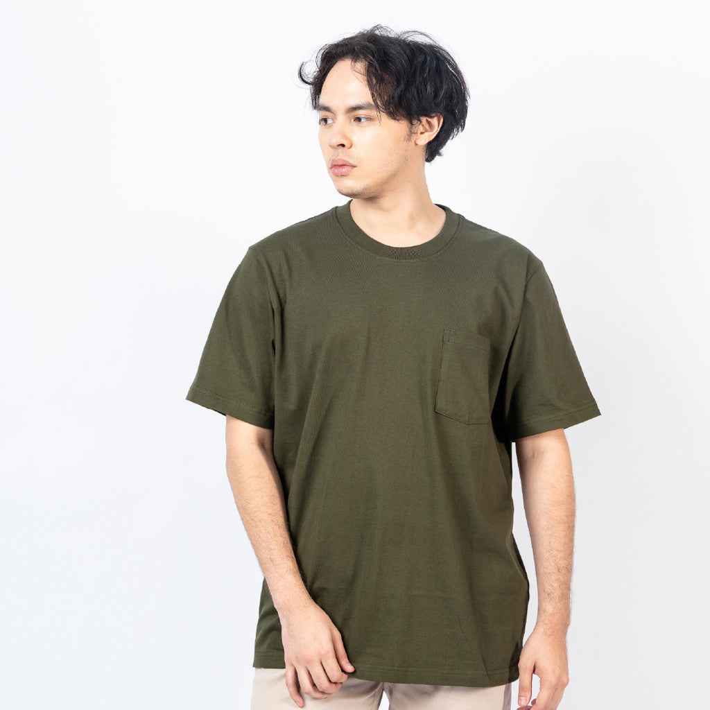 Erigo T-Shirt Oversize Pocket Keenan Olive - Kaos Oversize Unisex