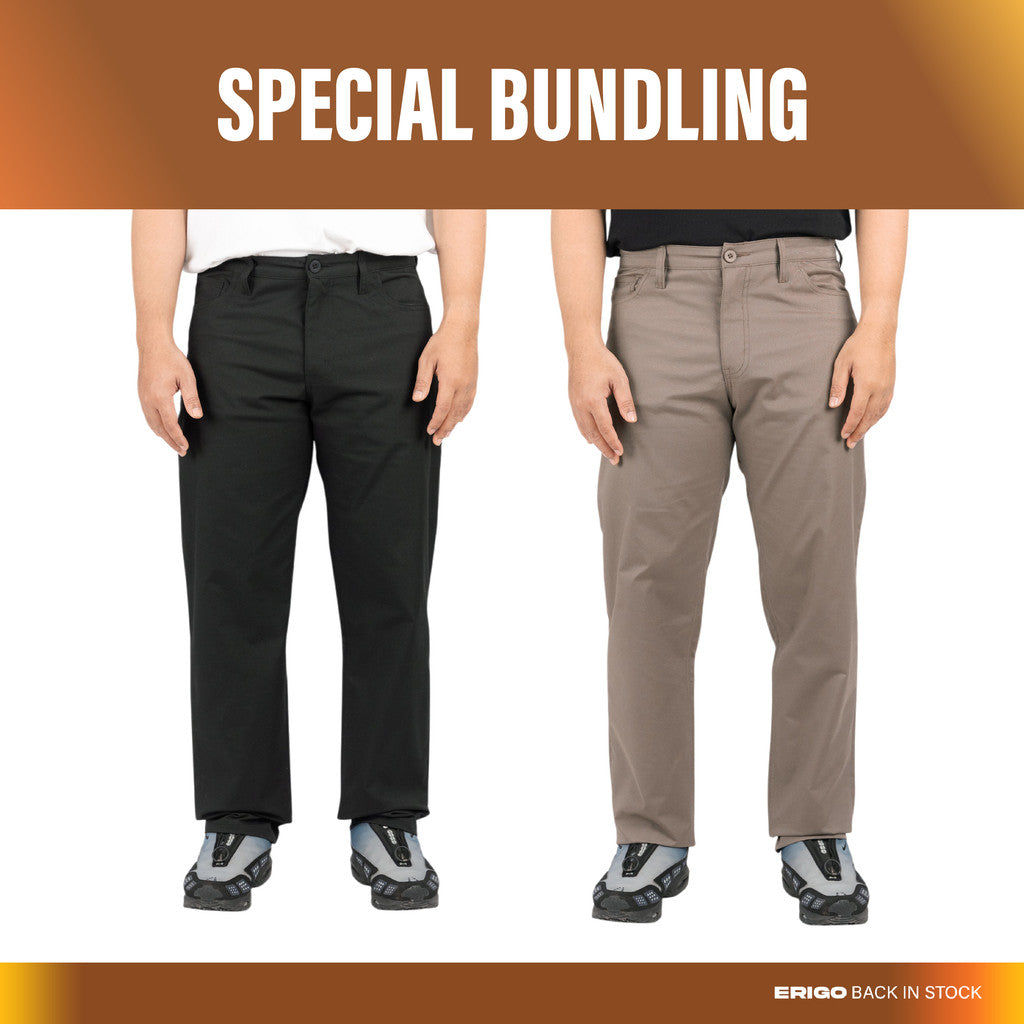 Erigo Bundling Paket Hemat Five Pocket Pants Xency Black + Xavi Dark Brown Unisex