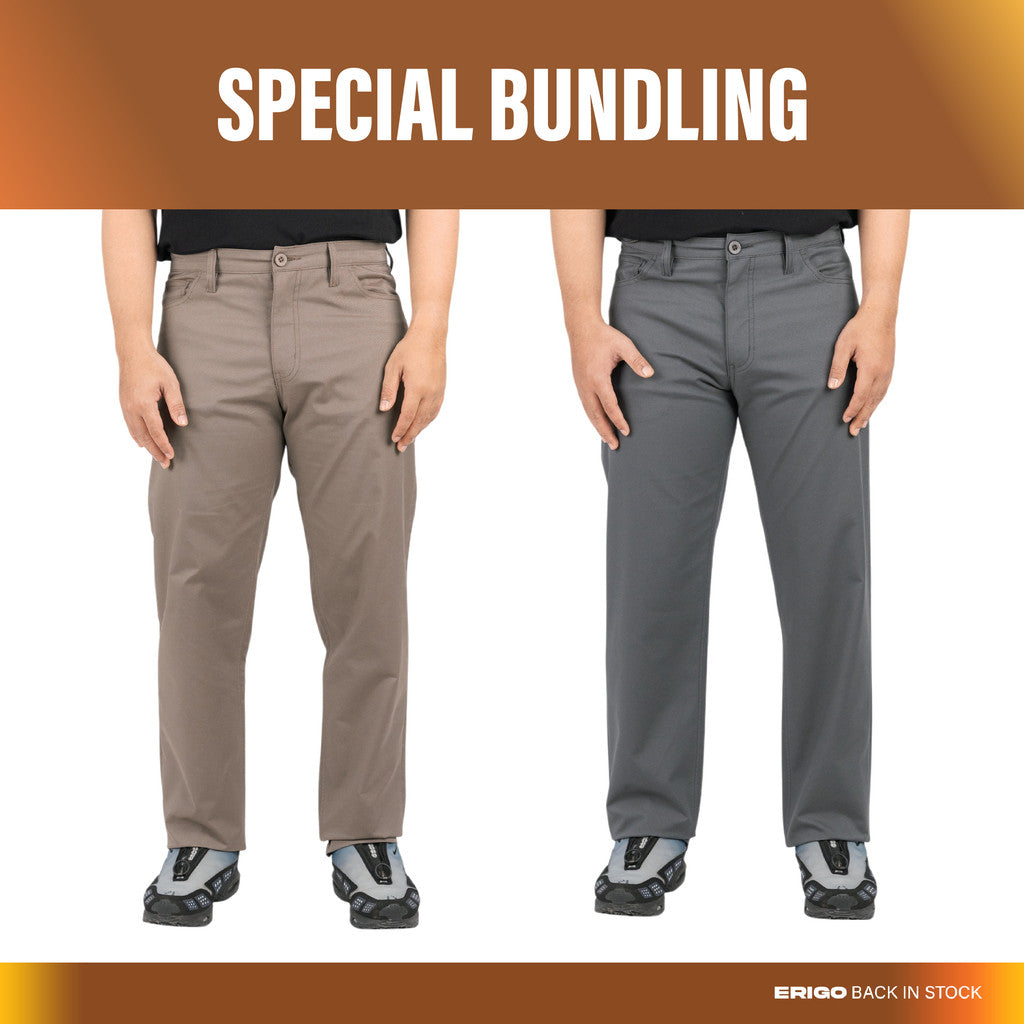 Erigo Bundling Paket Hemat Five Pocket Pants Xavi Dark Brown + Xever Dark Grey Unisex