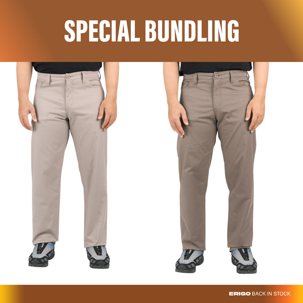 Erigo Bundling Paket Hemat Five Pocket Pants Xavier Grey + Xavi Dark Brown Unisex