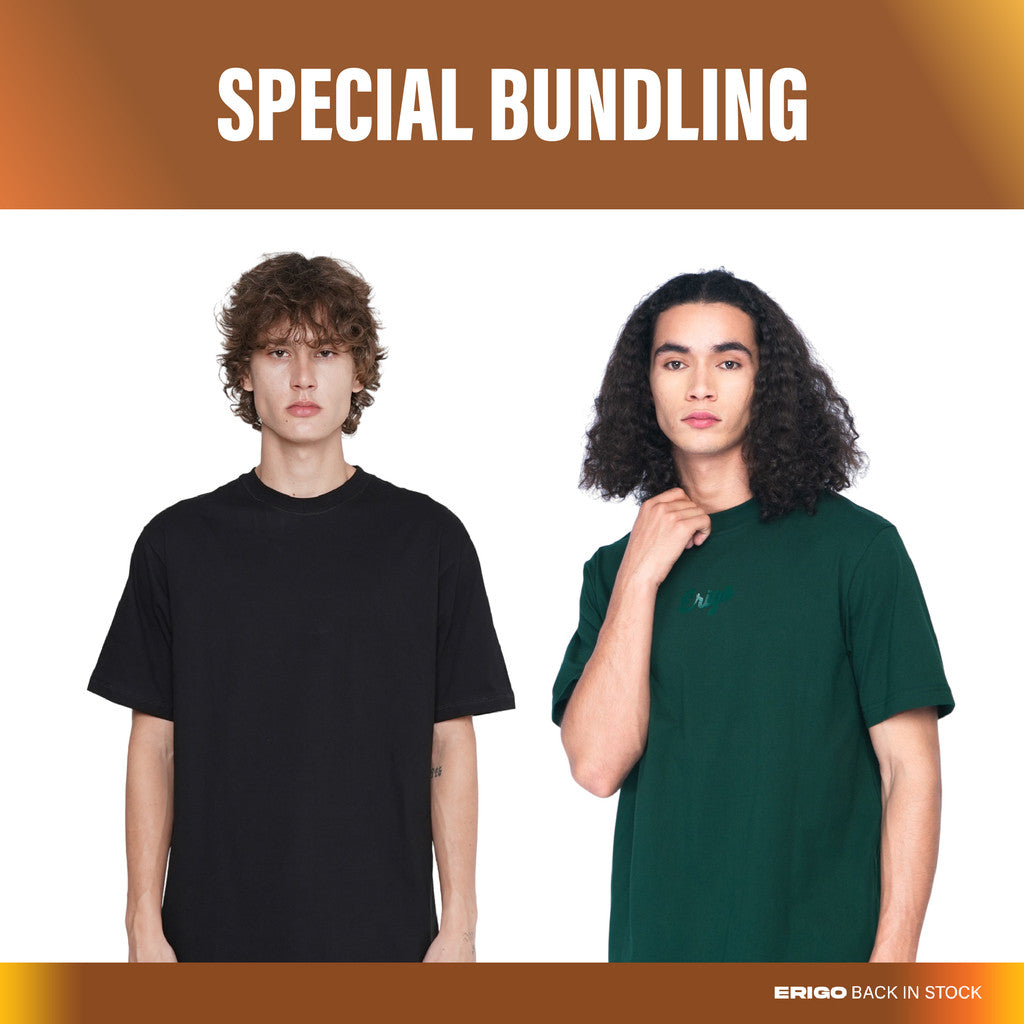 Erigo Paket Hemat T-Shirt Basic Meghan Black + T-Shirt Oversize Dante Green Unisex
