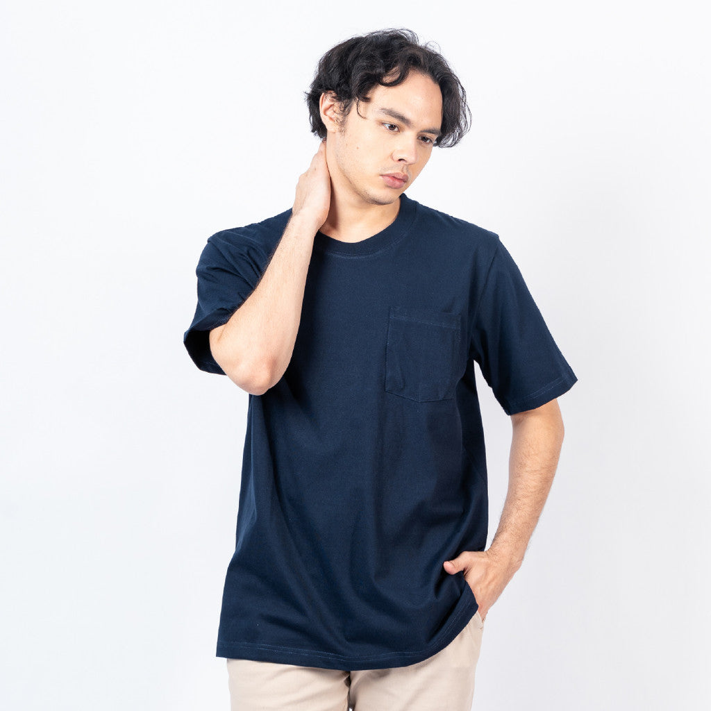 Erigo T-Shirt Oversize Pocket Kelwin Navy - Kaos Oversize Unisex