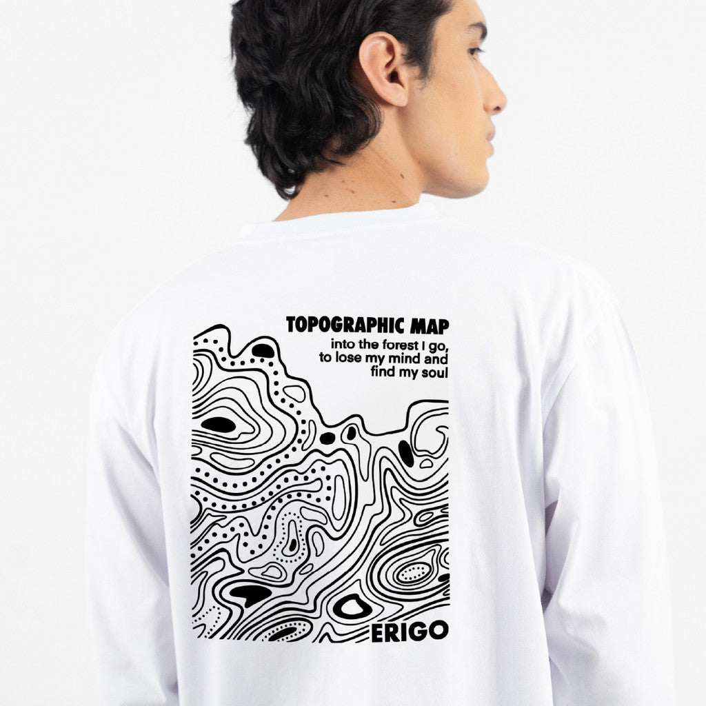 Erigo T-Shirt Long Sleeve Oversize Moon White - Kaos Lengan Panjang Unisex