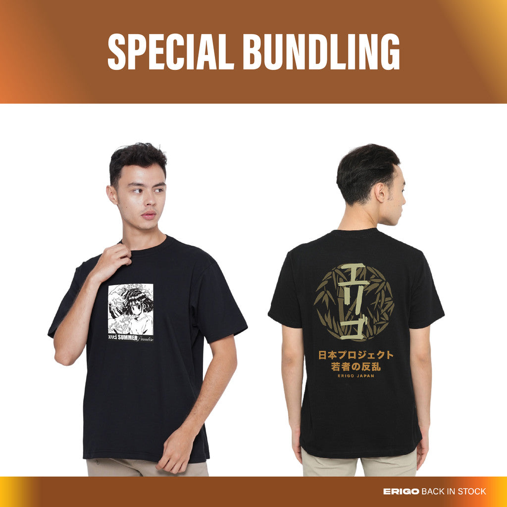 Erigo Bundling Paket Hemat T-Shirt Trafalgar Black + Aito Black Unisex