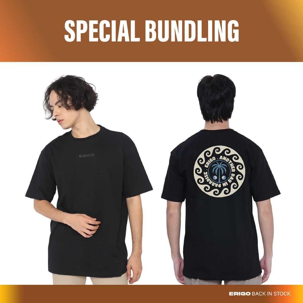 Erigo Bundling Paket Hemat T-Shirt Oversize Antelope Black + T-Shirt Another Day Black Unisex