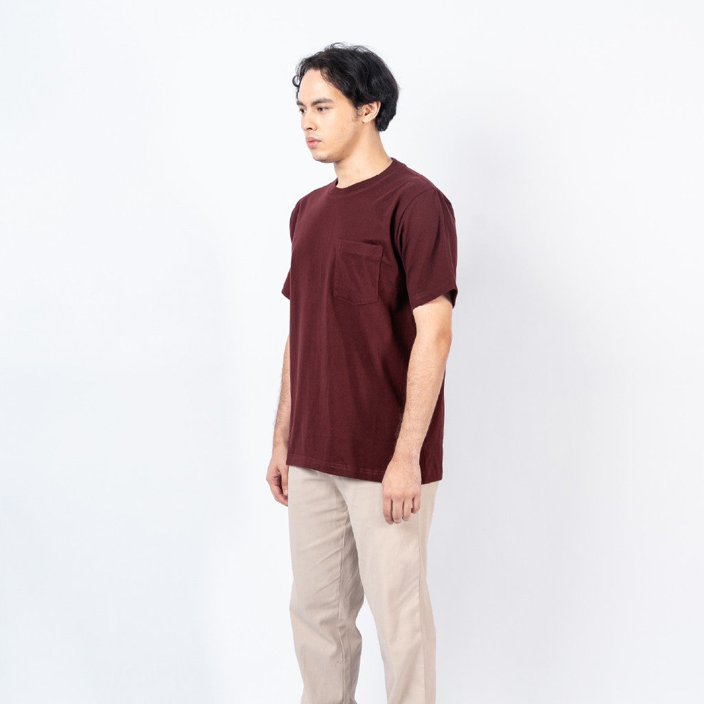 Erigo T-Shirt Oversize Pocket Kinsey Maroon - Kaos Oversize Unisex