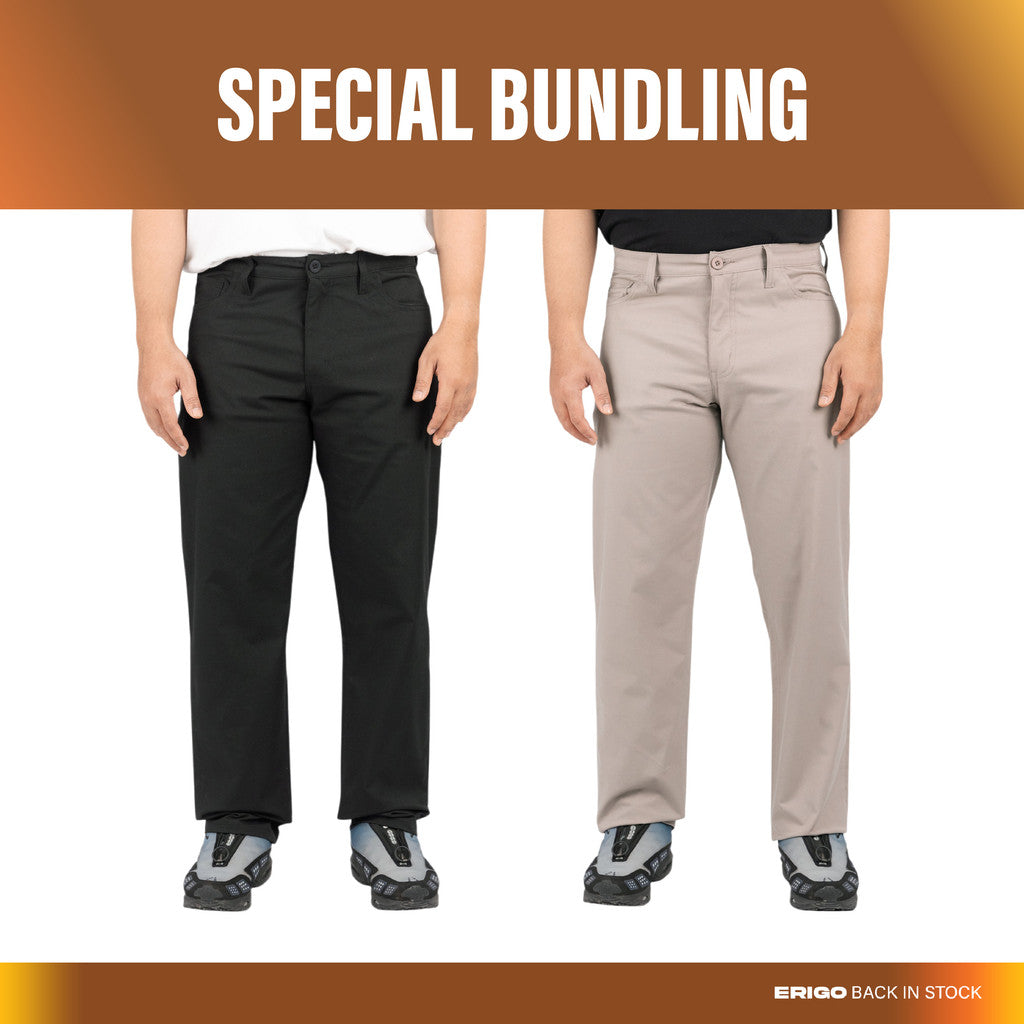 Erigo Bundling Paket Hemat Five Pocket Pants Xency Black + Xavier Grey Unisex
