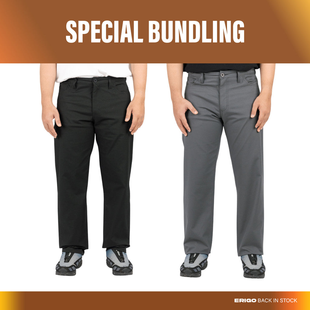 Erigo Bundling Paket Hemat Five Pocket Pants Xency Black + Xever Dark Grey Unisex