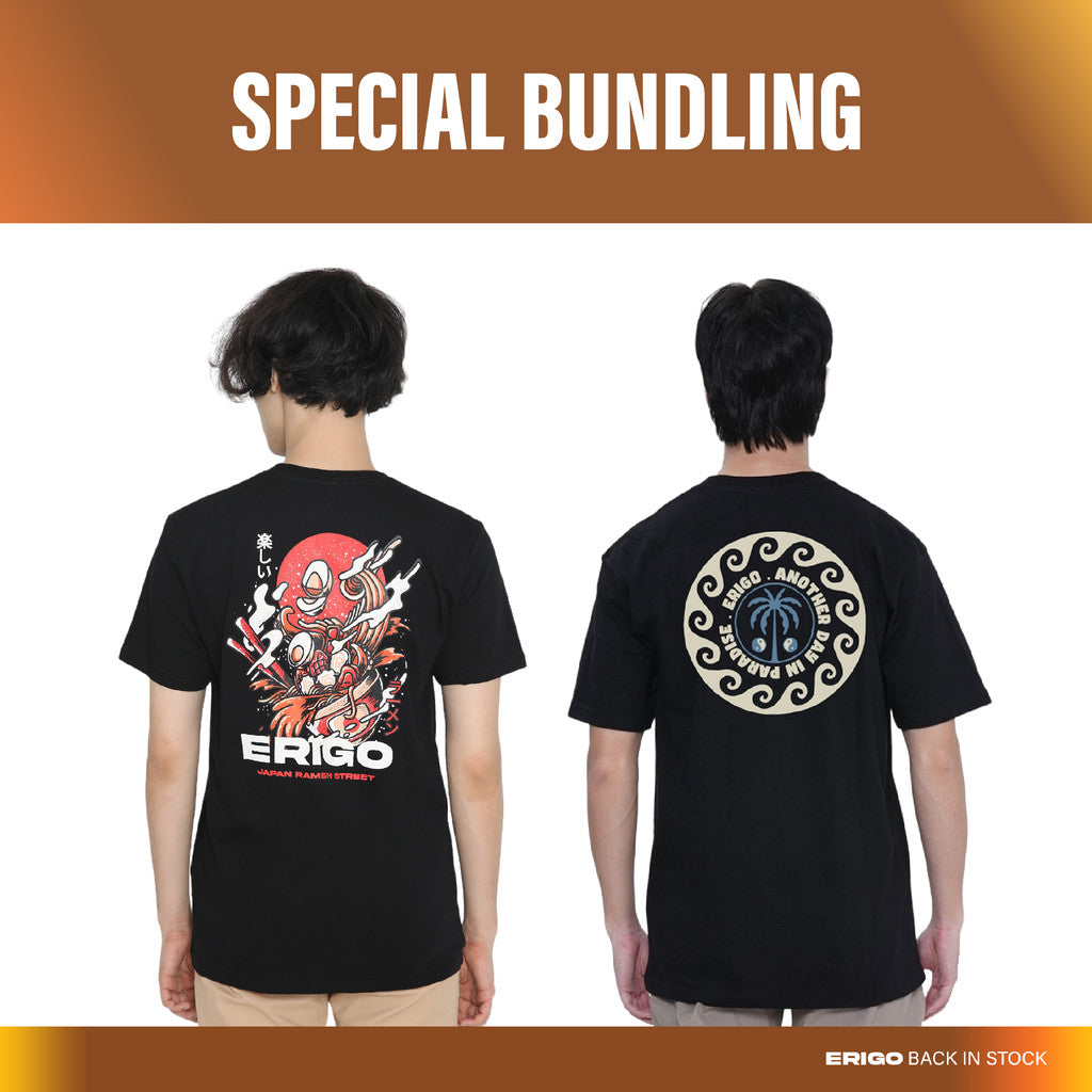 Erigo Paket Hemat T-Shirt Ramen Street Black + Another Day Black Unisex