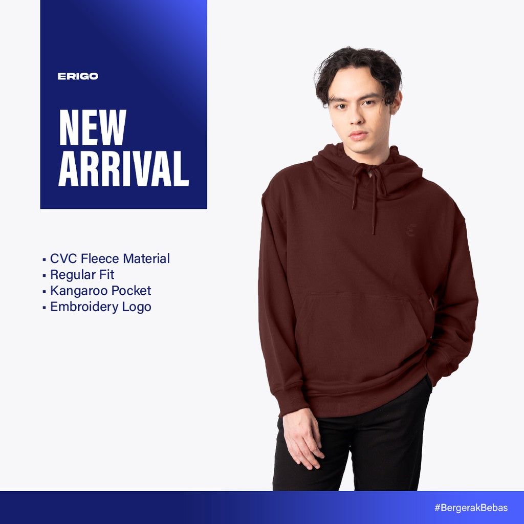 Erigo Hoodie Embro Nolen Maroon - Jaket Hoodie Unisex