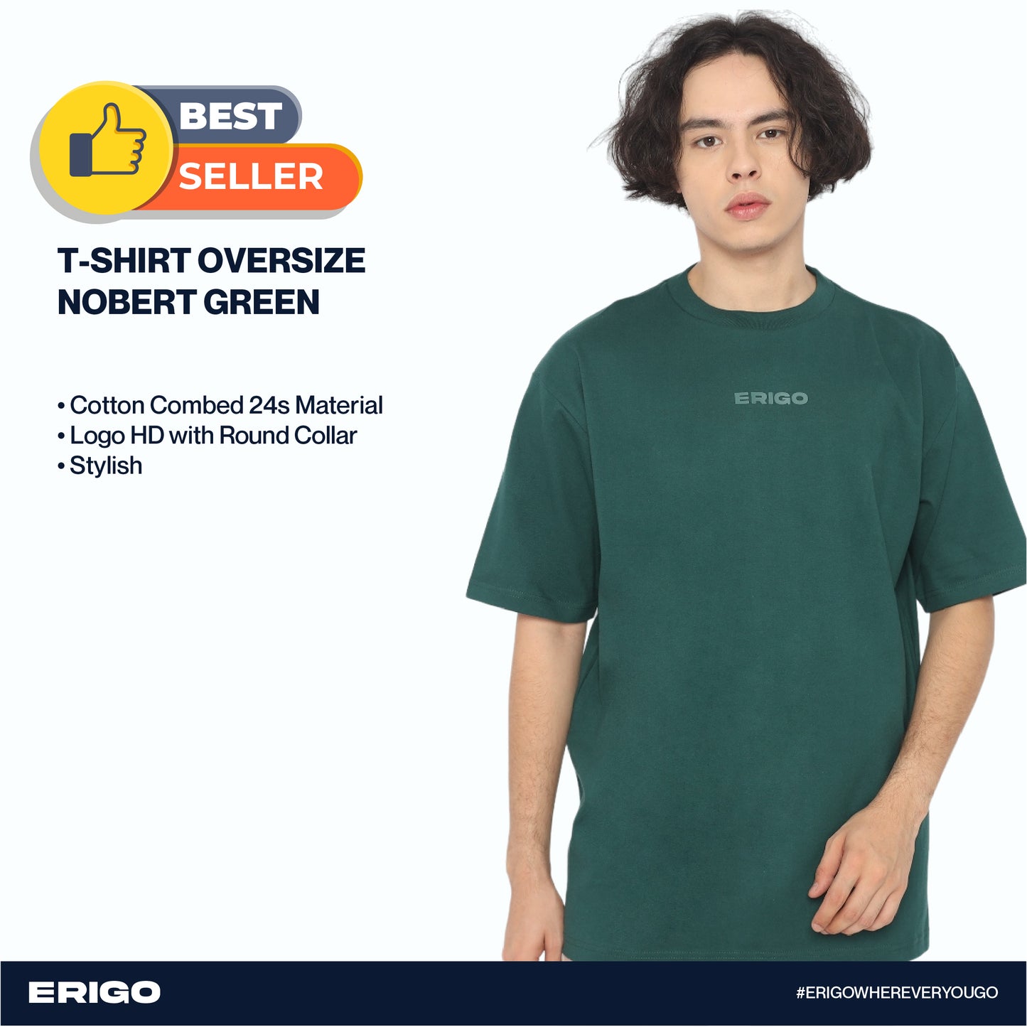 Erigo T-Shirt Oversize Nobert Green Unisex Unisex