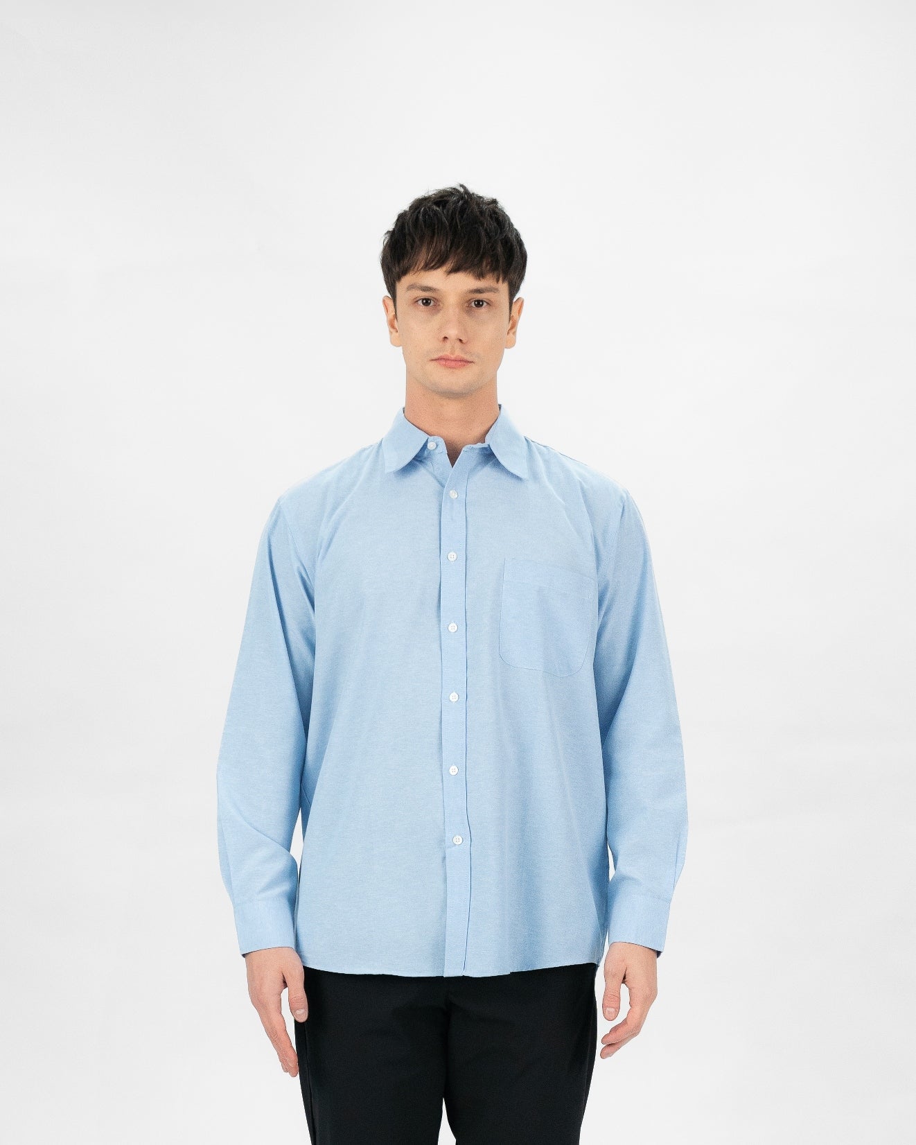 Erigo Basic Long Sleeve Shirt Beran Light Blue - Kemaja Lengan Panjang Oxford Unisex