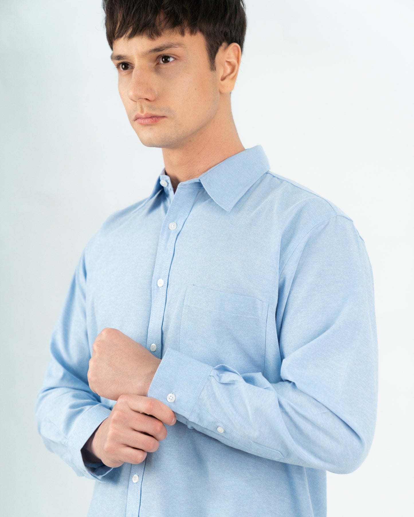 Erigo Basic Long Sleeve Shirt Beran Light Blue - Kemaja Lengan Panjang Oxford Unisex
