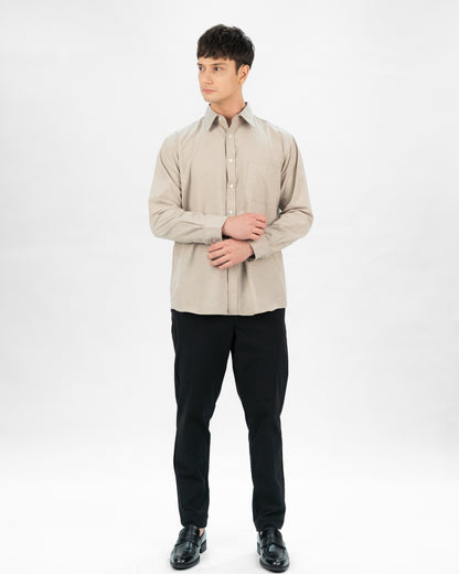 Erigo Basic Long Sleeve Shirt Blose Cream - Kemaja Lengan Panjang Oxford Unisex