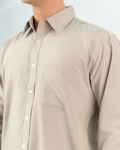 Erigo Basic Long Sleeve Shirt Blose Cream - Kemaja Lengan Panjang Oxford Unisex