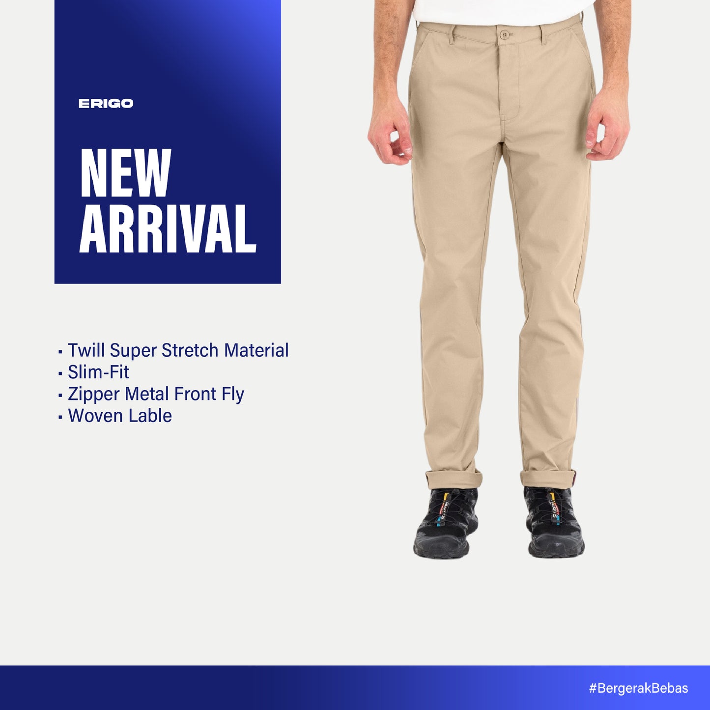 Erigo Chino Pants Super Stretch Elvis Beige Unisex