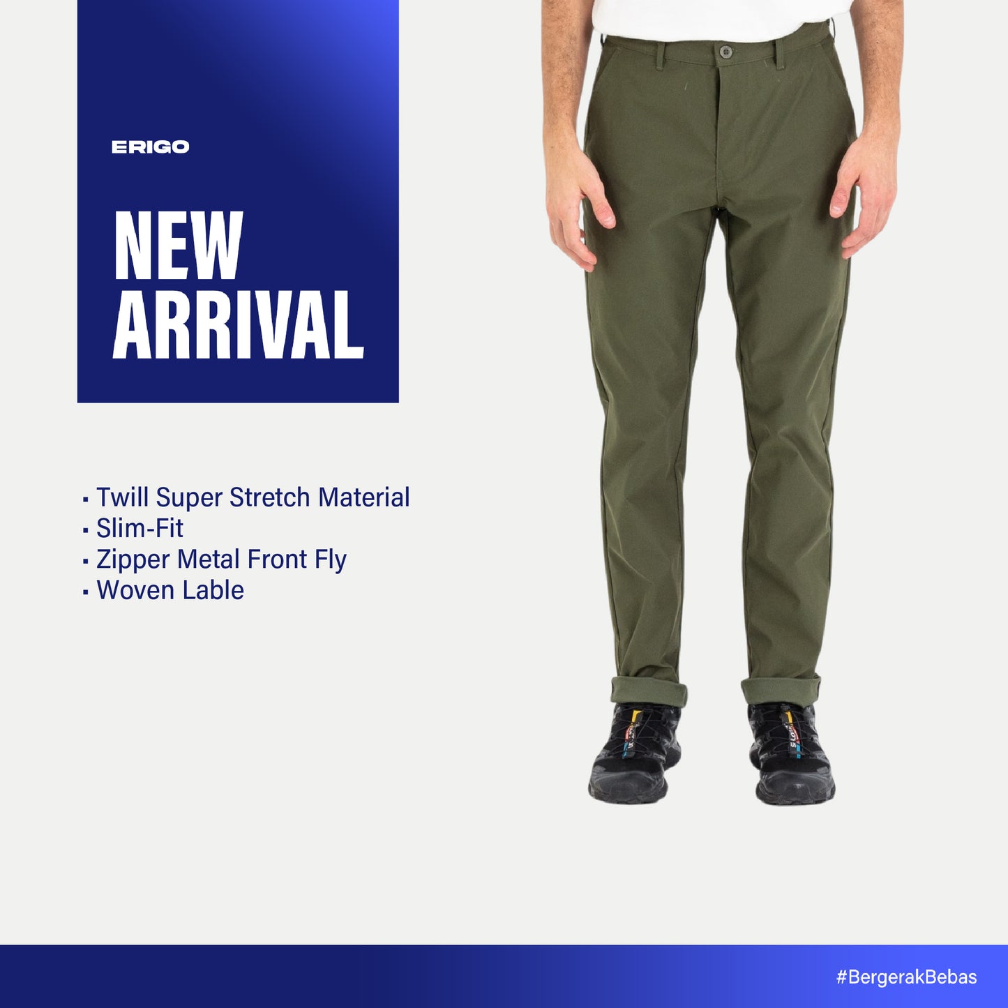 Erigo Chino Pants Super Stretch Erhardt Army Unisex