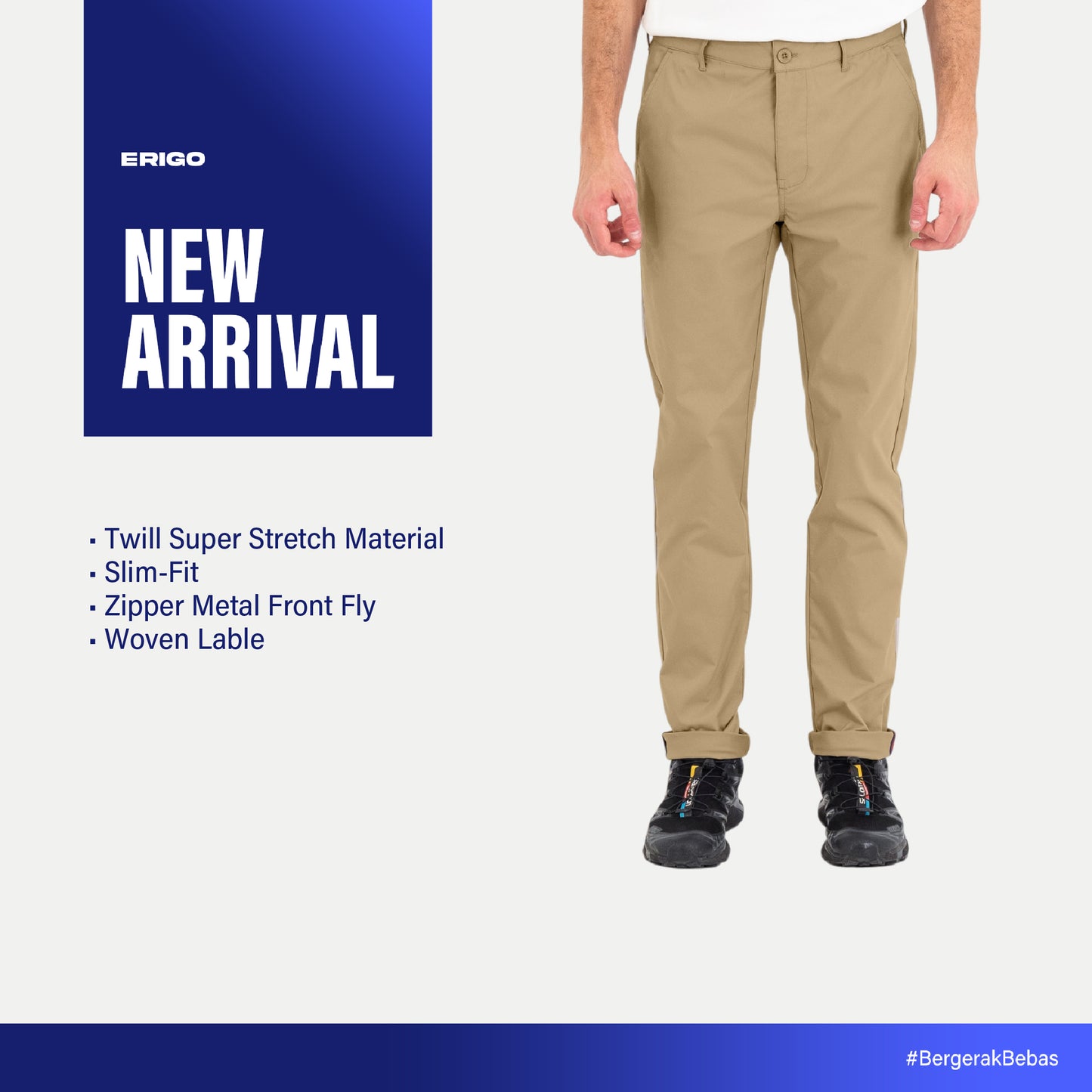 Erigo Chino Pants Super Stretch Eugino Sand Unisex