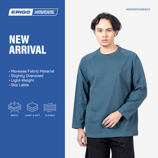 Erigo Movease Long Sleeve Arthur Blue - Kaos T-shirt Raglan Unisex